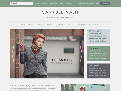 Homepage layout for new female fashion online shop - rebound cart clothing couture design ecommerce fashion female homepage navigation shop shopify shopping bag slider uppercase website