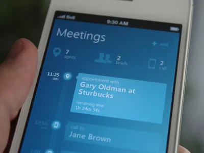 Experiment with Metro UI app blue clean experiment flat interface ios iphone meetings metro metro ui minimal planner timeline ui ux