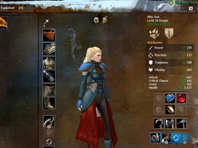 Guild Wars 2: Equipment Window UI games graphic design guild wars interactive ui web design
