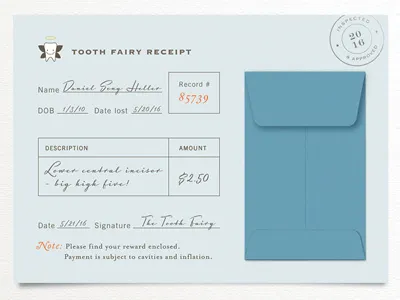 tooth fairy receipt child kid receipt teeth tooth tooth fairy