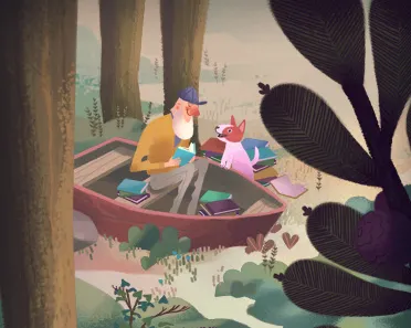 Our Secret Spot boat childrens dog illustration tree