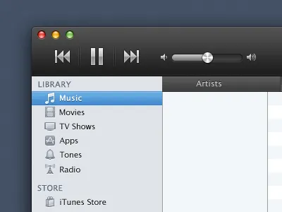 iTunes Black itunes mockup ui