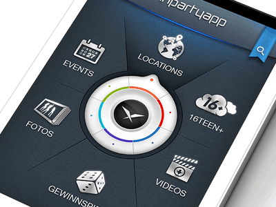 AppParty ☼ menu animation application circle circles ico interface ios iphone logo menu mobile navigation photoshop search webdesign
