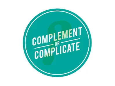 Mom's Life Lesson badge button circle complement complicate type typography