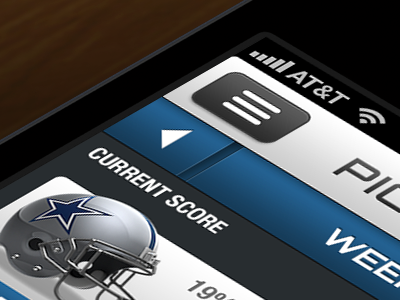 Week navigation for Pick'em blue football gray ios nfl sports white