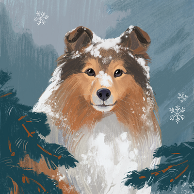 Snowy Pup Illustration art digital art hand drawn illustration portrait procreate