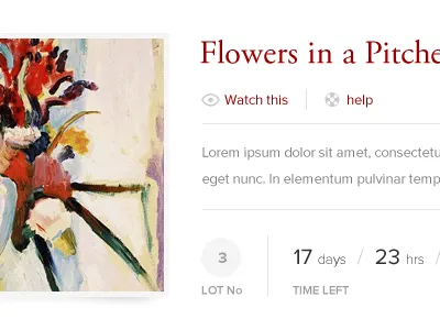 Lot listing auction bid bidding dividers listing lot timer typography ui ux