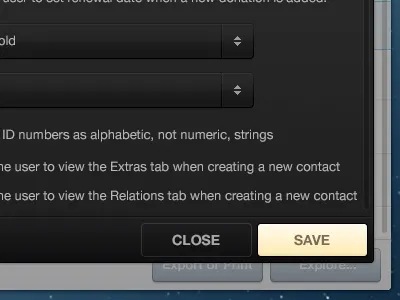 Preferences panel app application close design panel preferences save user interface