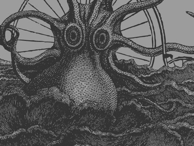 Man on Bicycle, Inconvenienced by Octopus absurd apparel bicycle illustration socks