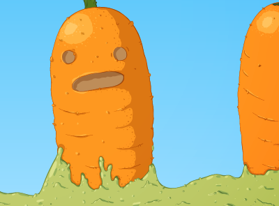 Zombie Carrots 2 alien bonk bottleofnick carrot creature cute grr illustration monster nickitup orange scary water whale zombie