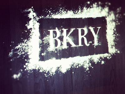 Playing with Flour bakery bkry branding flour spray white wood