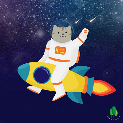 Stylised Kitty Astronaut caricature cartoon character character design design drawing graphic design illustration stylised