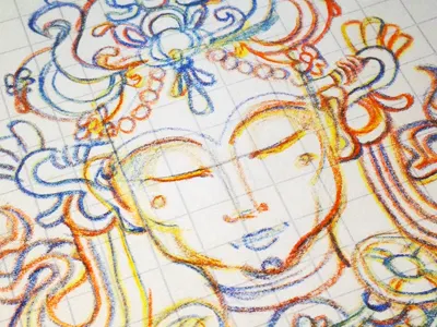 Asian girl antelope art clothes color drawing hand hand drawing illustration pencil process sketch sketching t shirt tee tshirt wear