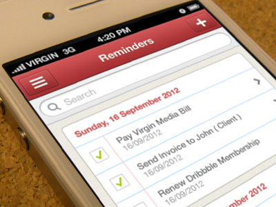 Reminders app clean mobile reminders ui