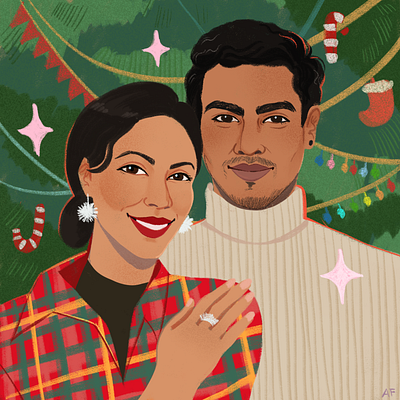 Precious Holiday Moment art digital art hand drawn illustration portrait procreate