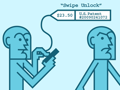 The Slippery Slope blue cartoon character comic gesture illustration lawsuit patent political cartoon vector