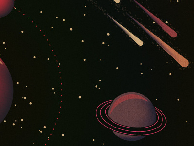 Spaced Out illustration meteors planets shooting stars space stars