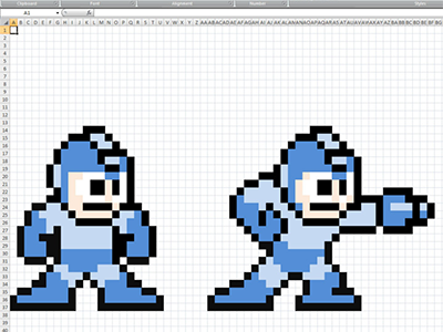 Excel Art - Megaman excel megaman nintendo pixel art spreadsheet