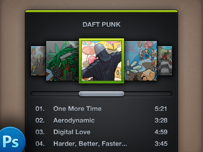Mini Spotify – PSD 15:00 1876 daft punk design freebie manu mini music player psd spotify ui