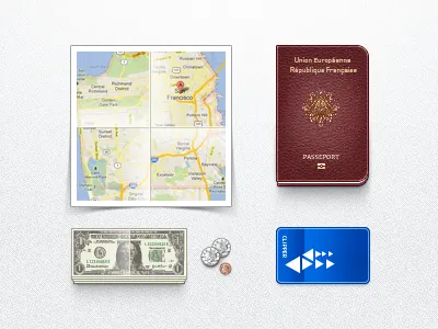 SF Immigrant Toolkit .psd bill card coin immigrant map money passport sf toolkit