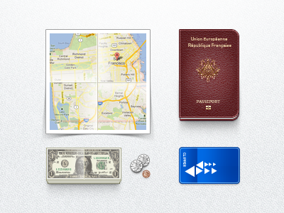SF Immigrant Toolkit .psd bill card coin immigrant map money passport sf toolkit