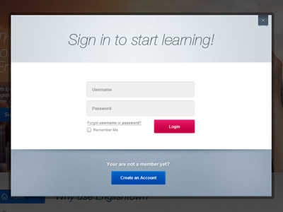 New Login LightBox account button form lightbox login modal window sign up signup ui user experience user interface ux web site website