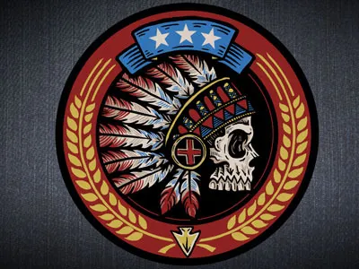 Headdress Embroidered Patch americana arrow head art castle derrick derrick castle design drawing feathers graphic design headdress illustration nashville nashvillemafia native native american patch skull straw castle tribal