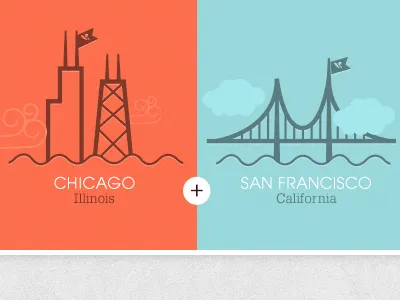 Vodori West bridge chicago golden gate illustration san francisco skyline