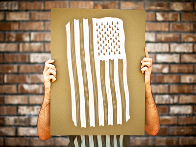 Inkefx - Salute Print 18x24 drops flag inkefx olive photo print white