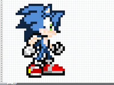 Excel Art - Sonic & Knuckles excel knuckles pixel art sega sonic spreadsheet