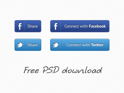 Share buttons set | Free PSD buttons connect with facebook connect with twitter download facebook button free psd freebie login with facebook login with twitter share share buttons social buttons twitter button