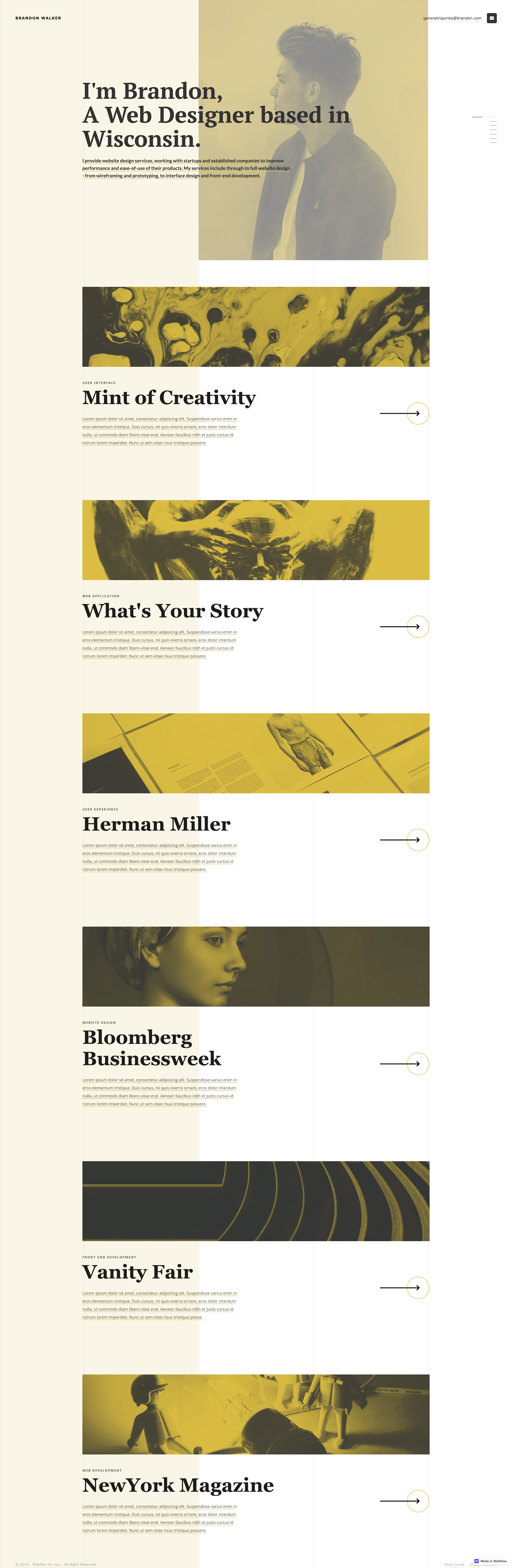 Example of FREE Webflow Template | Brandon Walker