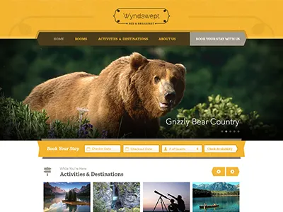 Wyndswept Bed & Breakfast Homepage button homepage icons illustration layout texture typography web app