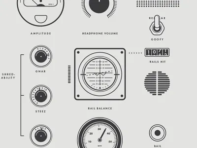 Dials for Shreddin' dials gears knob snowboarding speaker switch vector volume