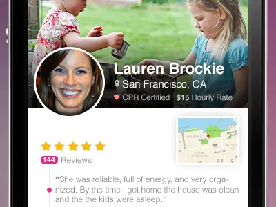 Mobile Babysitting App apps babysitting iphone mobile profile ui