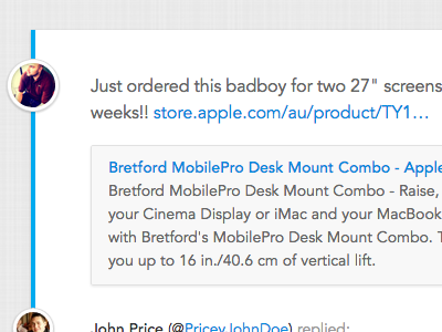 Displaying a tweet article avatar avenir css3 feed html post twitter
