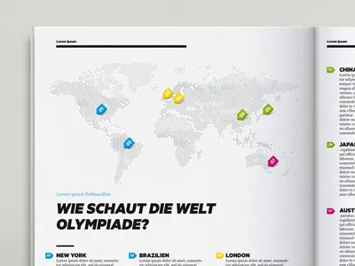 Magazine Infographic Map editorial infographic information design map pointer world worldmap
