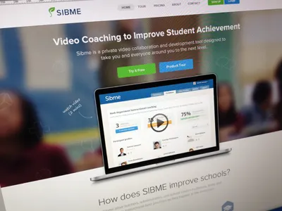 Sibme homepage mockup clean feature home homepage landing landing page page sibme web web design web site website