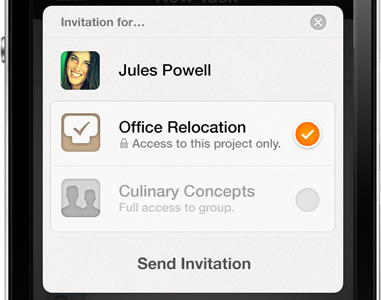 Hey, come to this party. assignee email follower guest invitation ios person productivity security share task temporary