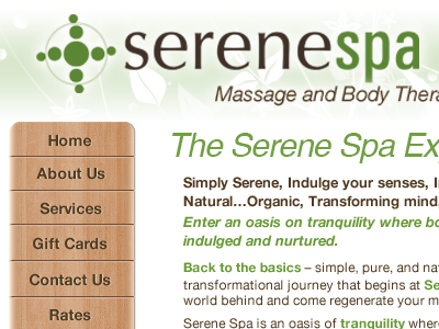Serene Spa Home Page - Student Work photoshop spa student work web design