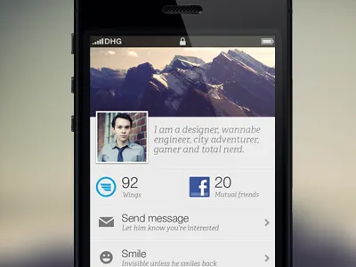 Profile adelle avatar clean facebook header ios iphone list profile proxima nova simple