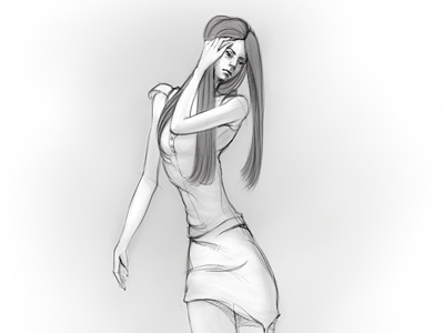 Sketch, Girl draft girl illustration model sketch
