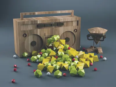 Polyz Trill boom box boombox diamond geo geo a day geoaday glasses low mix poly polygon sneakers still life trill wood