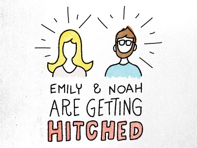 Getting Hitched hand lettered hitched pen type wedding