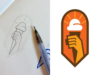 Conference 'N Cream autumn badge fall general conference ice cream lds logo mormon vector