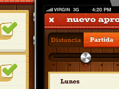 Equestrian iPhone App Tabs app button interface ios iphone leather metal paper pattern slider stitching tab bar tabbar texture ui user interface ux wood
