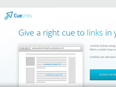 Cuelinks Landing Page WIP banner button call to action cuelinks landing landing page landing page open sans page signup slider tagline video website