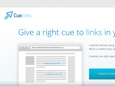 Cuelinks Landing Page WIP banner button call to action cuelinks landing landing page landing page open sans page signup slider tagline video website