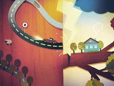 Style frames again animation bank character design digital drawing house illustration lightning storyboard style frame texture wood