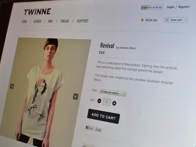 Twinne New Single Product apparel button cart clothing ecommerce minimal product store twinne